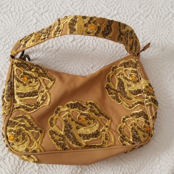 Betsey Johnson Handbags - Betsey Johnson Caramel Color beaded Shoulder bag